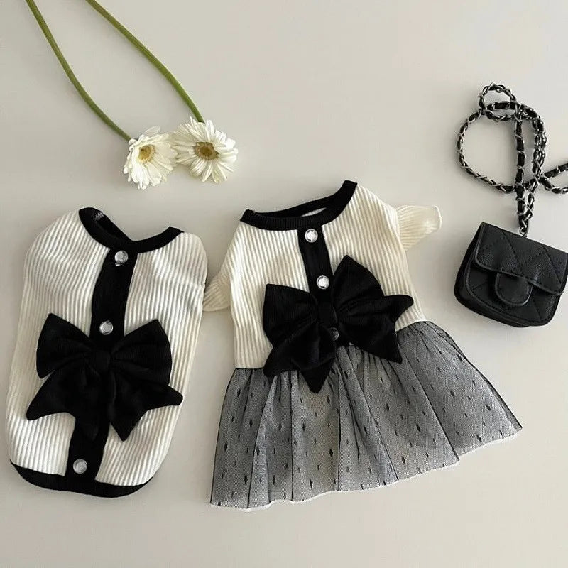 Luxury Dog Dress Bow Lace Dog Skirt