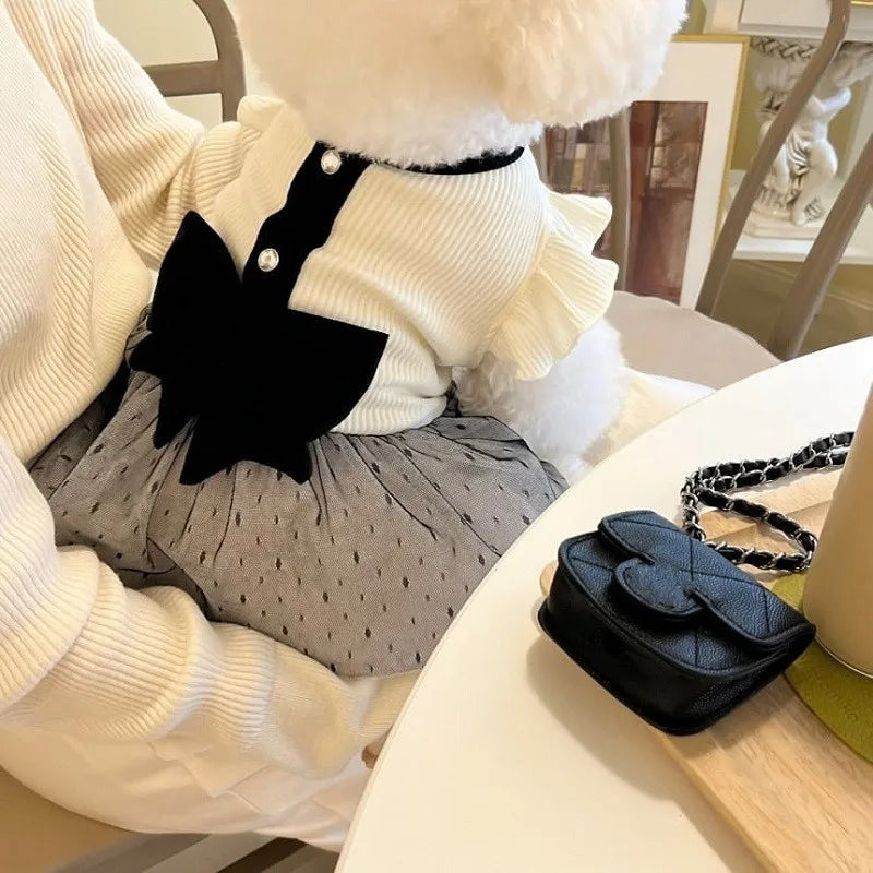 Luxury Dog Dress Bow Lace Dog Skirt